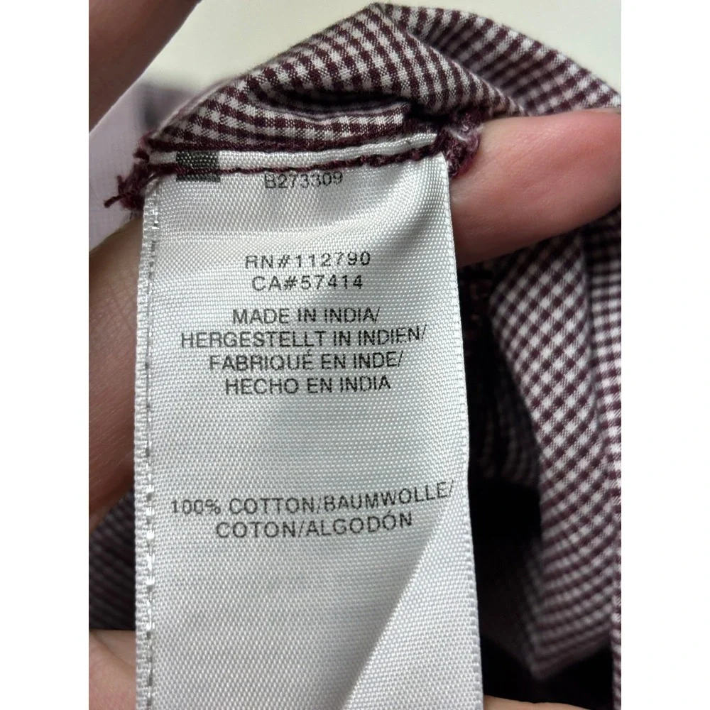 True Religion Mens Gingham Western Pearl Snap Shirt Burgundy XL WYMB409XL5
